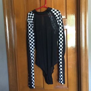 Sheer/checkered Dolls Kill bodysuit